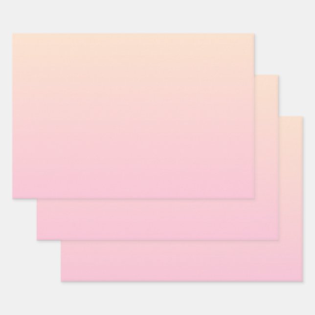 Pale pink and yellow gradient background wrapping paper sheet (Set)