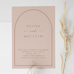 Pale pink arch. Elegant minimalist wedding QR code Invitation