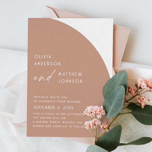 Pale pink arch modern simple minimalist wedding invitation (Creator Uploaded)
