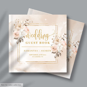 Pale Pink Autumn Boho Bouquet Wedding Guest Book