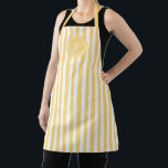 Pale Pink Beach Stripe Personalised Monogram  Apron<br><div class="desc">Pale yellow French beach cabin inspired stripe with hand script font monogram adults apron. Personalise with your own initial. Matching accessories available in our French Beach Cabin Collection.</div>