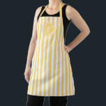 Pale Pink Beach Stripe Personalised Monogram  Apron<br><div class="desc">Pale yellow French beach cabin inspired stripe with hand script font monogram adults apron. Personalise with your own initial. Matching accessories available in our French Beach Cabin Collection.</div>