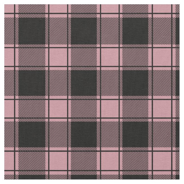 Pale Pink & Black Buffalo Plaid Fabric (Close Up)