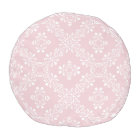 Pale Pink Blush Scroll Pattern Round Pouf
