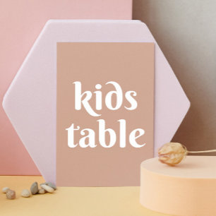 Pale pink blush simple minimalist wedding kids table number