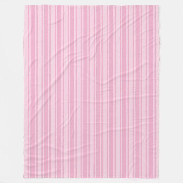 Pale pink candy stripes fleece blanket (Front)