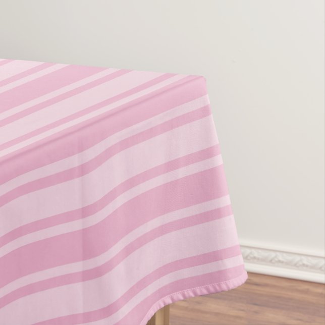 Pale pink candy stripes tablecloth (In Situ)