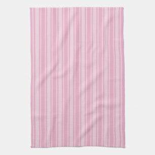 Pale pink candy stripes tea towel