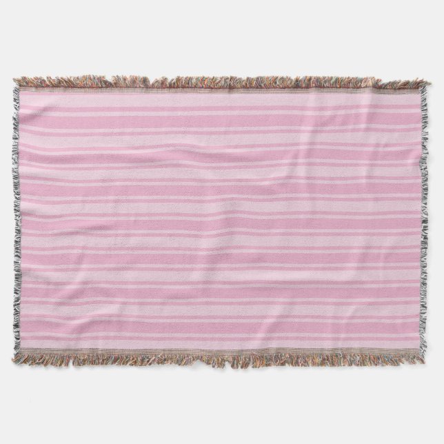 Pale pink candy stripes throw blanket (Front)