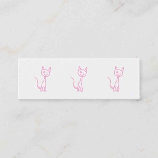 Pale Pink Cat, Winking. Mini Business Card (Front)