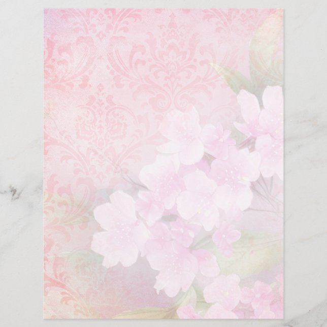Pale Pink Cherry Blossom Scrapbook Paper (Front)