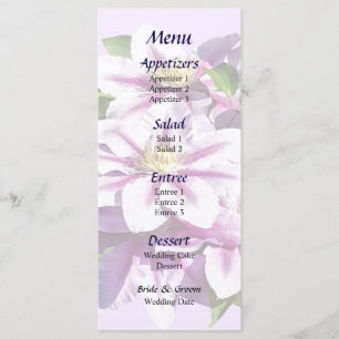 Pale Pink Clematis Wedding Menu