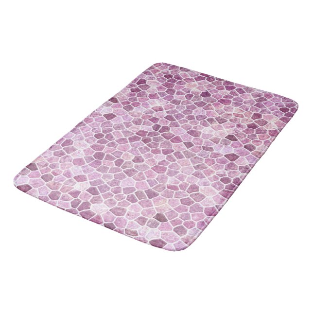 Pale Pink Cobbled Patchwork Terrazo Pattern Bath Mat (Angled)