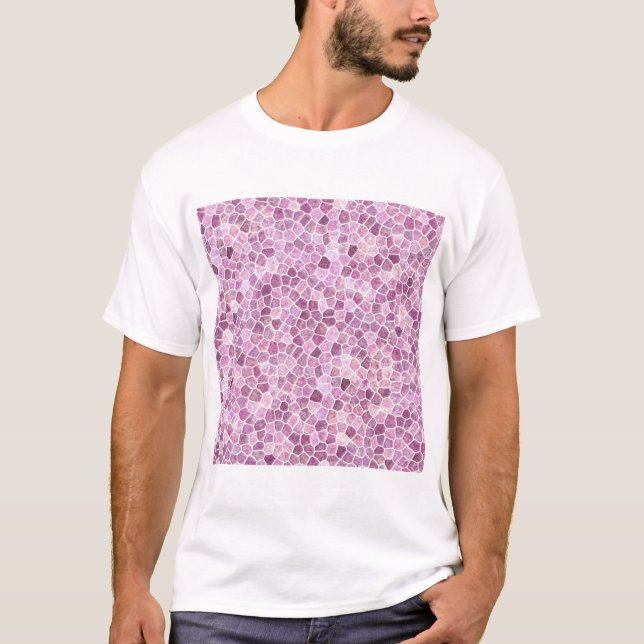 Pale Pink Cobbled Patchwork Terrazo Pattern T-Shirt (Front)