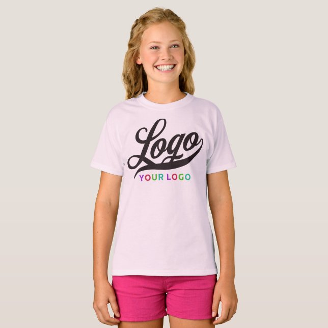 Pale Pink Company Logo Swag Business Kids Girls T-Shirt (Front Full)