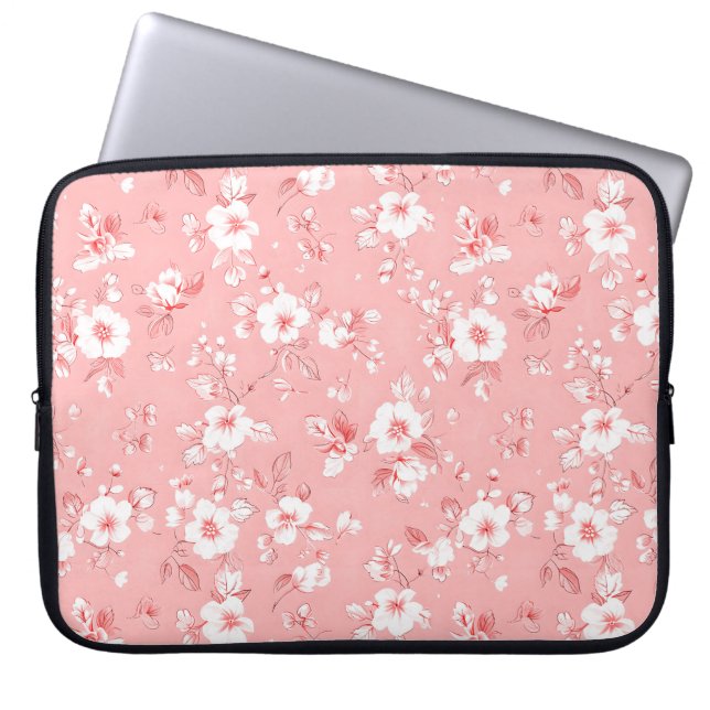Pale Pink Country style floral pattern Laptop Sleeve (Front)