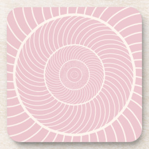Pale pink cream spiral snail fibonacci sequence coaster