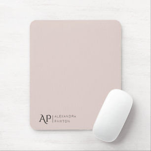 Pale Pink Custom Monogram Elegant Mouse Pad