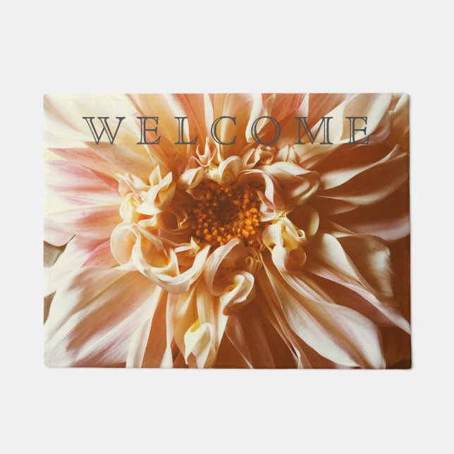 Pale pink dahlia doormat (Front)