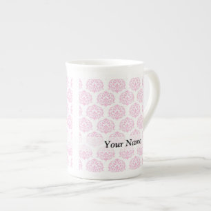 Pale pink damask bone china mug