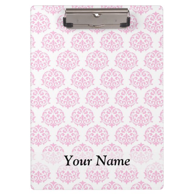 Pale pink damask clipboard (Front)