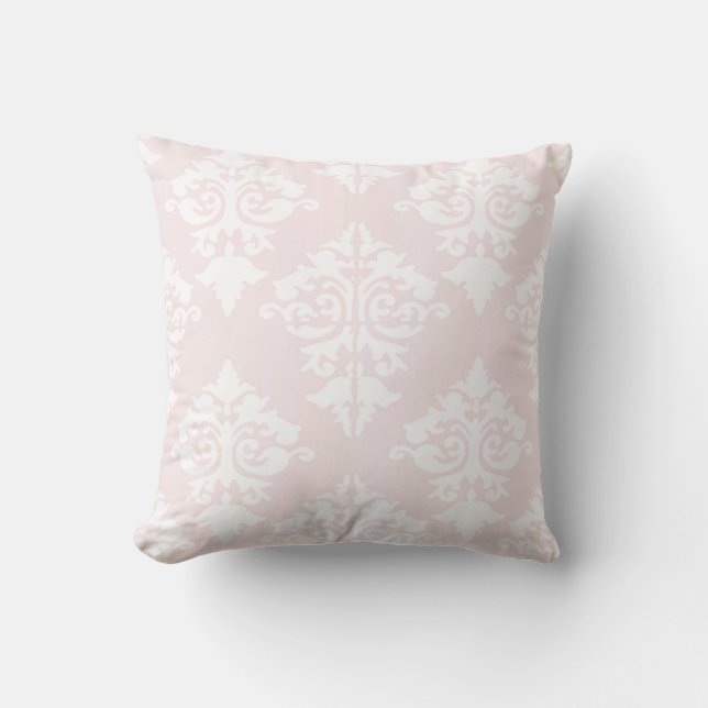 Pale Pink Damask Princess Throw Pillow (Front)