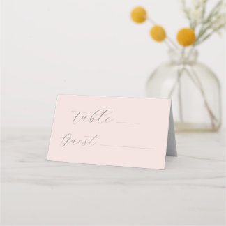 Pale Pink & Dark Green Place Card