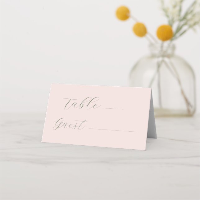 Pale Pink & Dark Green Place Card (Front)