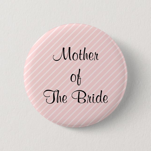 Pale Pink Diagonal Stripes Wedding 6 Cm Round Badge (Front)