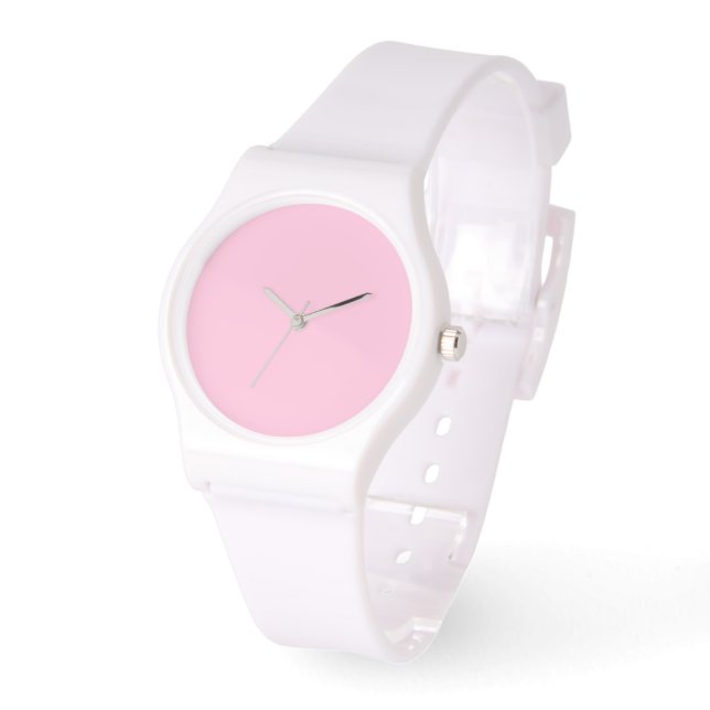 Pale Pink Dial White Silicone Watch (Angle)