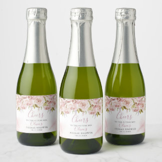 Pale Pink Dusty Rose Bridal Shower Sparkling Wine  Label