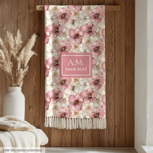 Pale Pink Elegance Personalised Soft Pastel Throw Fleece Blanket
