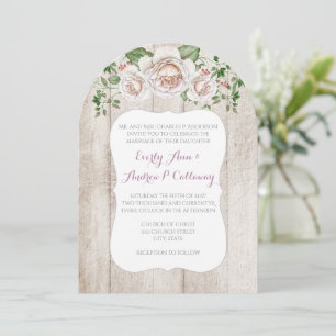 Pale Pink Farm House Barnwood Wedding invitations
