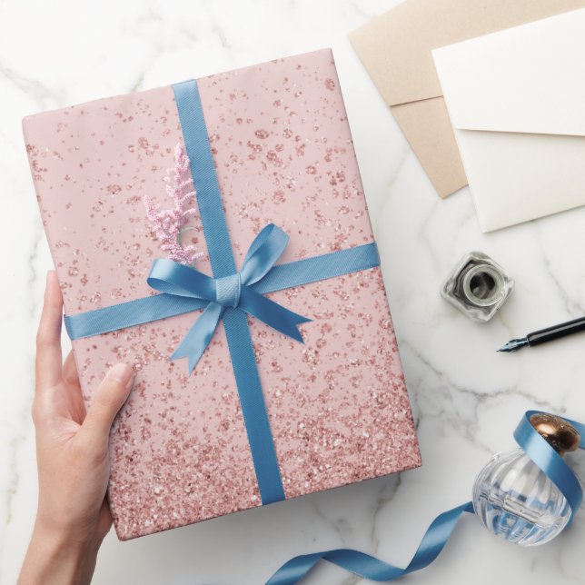 Pale Pink Faux Glitter  Wrapping Paper (Gifting)
