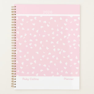 Pale Pink Feminine Minimalist Floral Large Planner