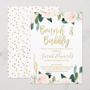 Pale Pink Floral Brunch Bridal Shower Invitation