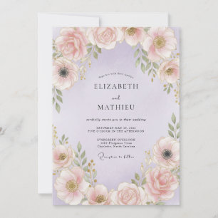 Pale Pink Floral Romantic Wedding Invitation