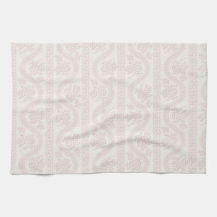 Pale Pink Floral Vine Stripe, Cream Tea Towel