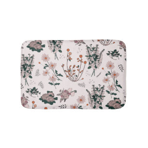 Pale pink french floral bath mat