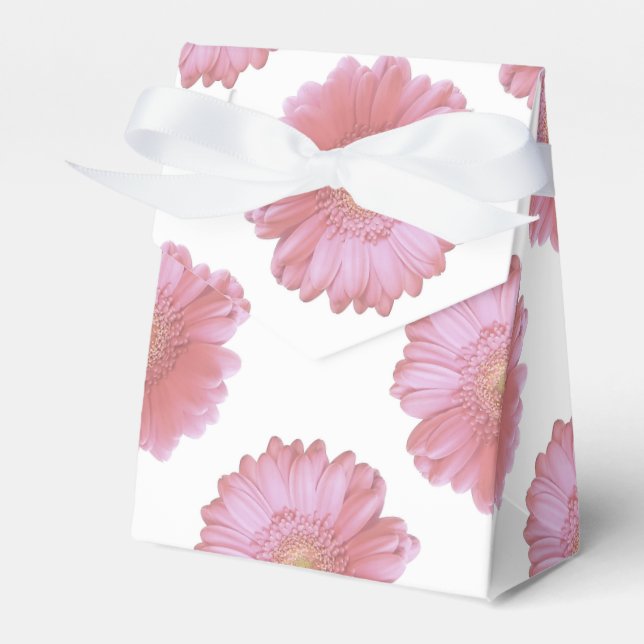 Pale pink gerbera daisy favour box (Front Side)