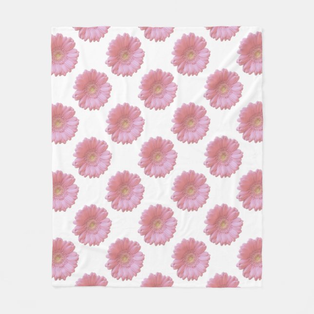 Pale pink gerbera daisy fleece blanket (Front)
