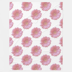 Pale pink gerbera daisy fleece blanket