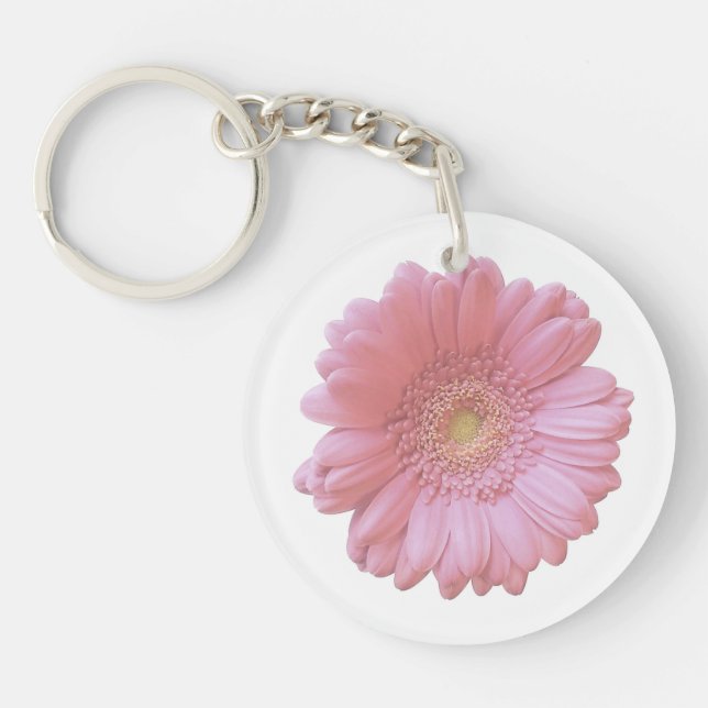 Pale pink gerbera daisy key ring (Front)