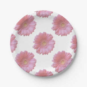 Pale pink gerbera daisy paper plate