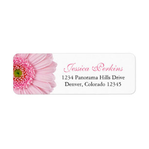 Pale Pink Gerbera Daisy Wedding Return Address Label