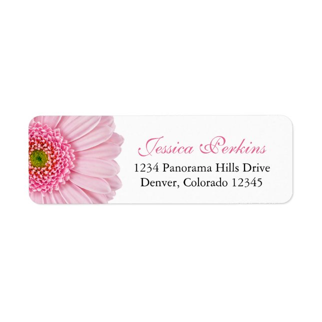 Pale Pink Gerbera Daisy Wedding Return Address Label (Front)