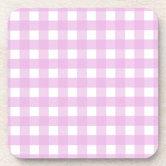 Pale pink gingham coaster (Front)