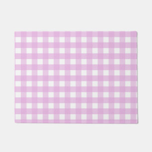 Pale pink gingham doormat