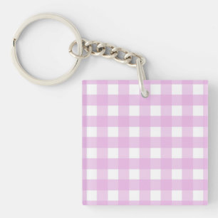 Pale pink gingham key ring
