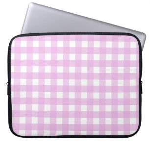 Pale pink gingham laptop sleeve